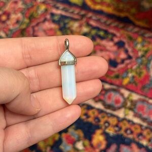 Opalite Crystal Point Pendant Necklace - Iridescent White